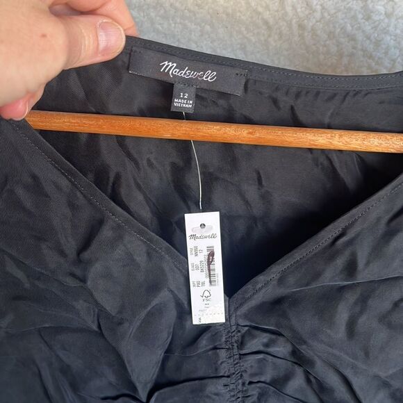 Madewell Brushed Front Ruched Top Womens Size 12 Black - Picture 6 of 12